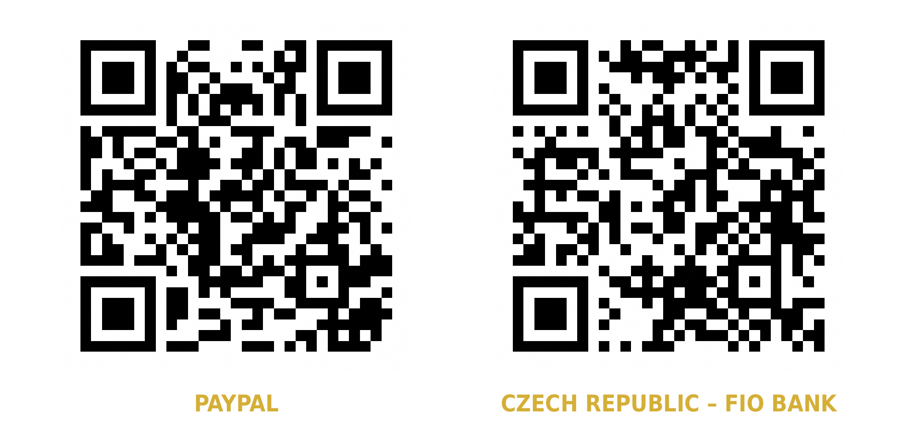 QR codes for donations: PayPal and Fio Bank (Czech Republic)